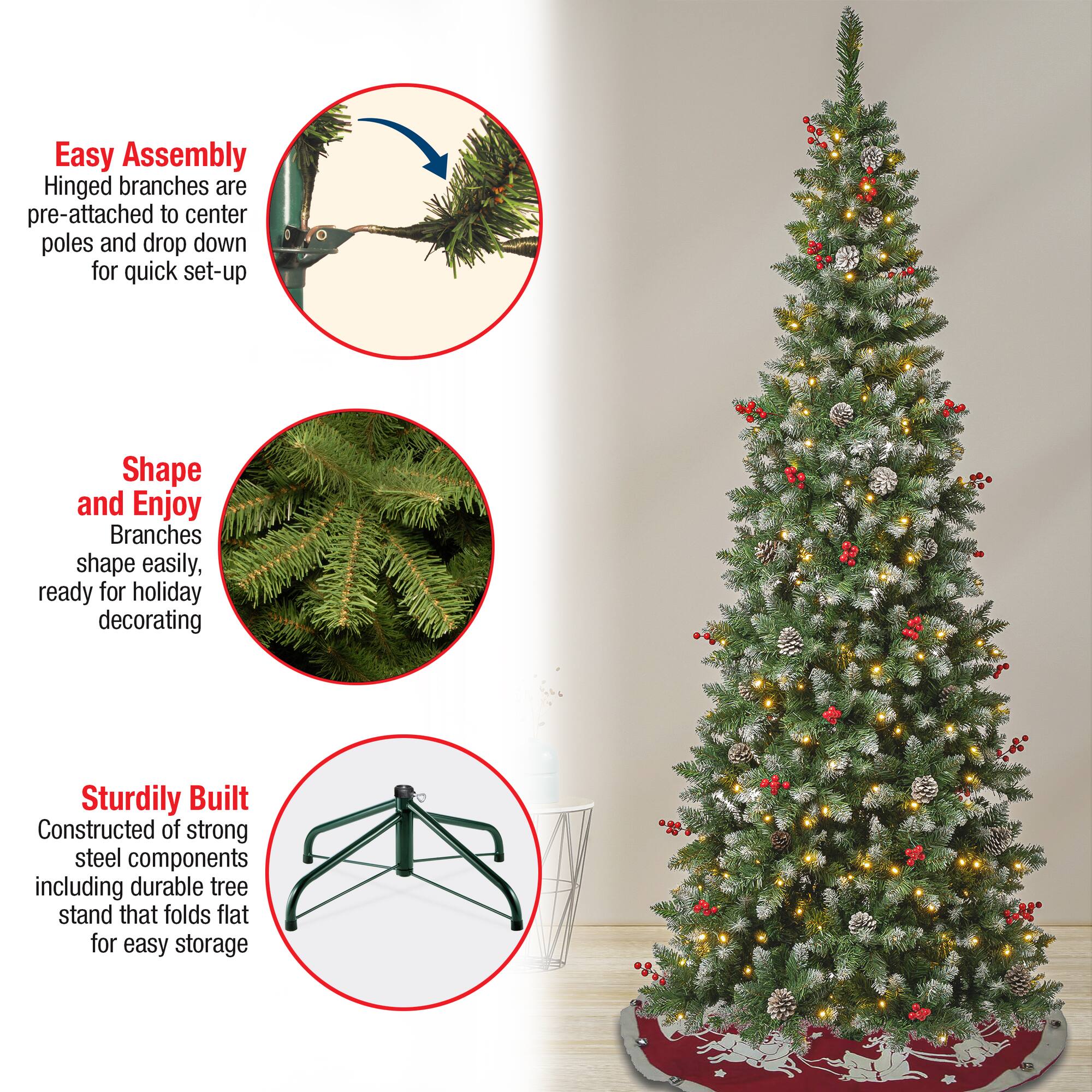 7.5ft. Pre-Lit Slim Cullen Fir Artificial Christmas Tree, Warm White LED Lights
